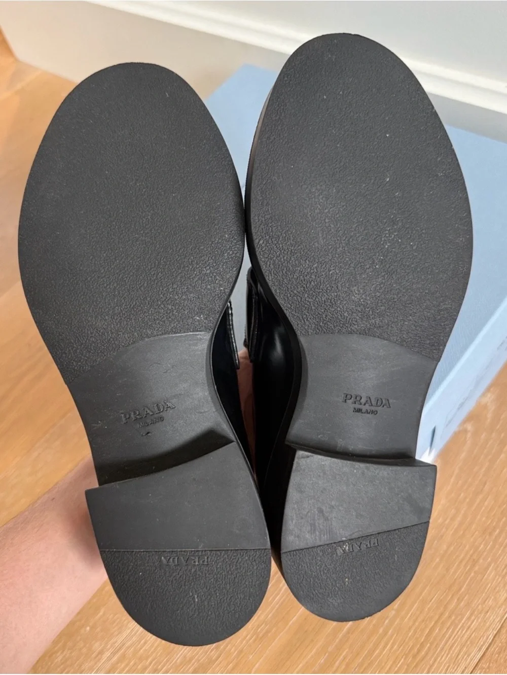 Prada Womens black Brushed Leather Loafers Shoe Size 8 US 38 EU - Picture 10 of 11